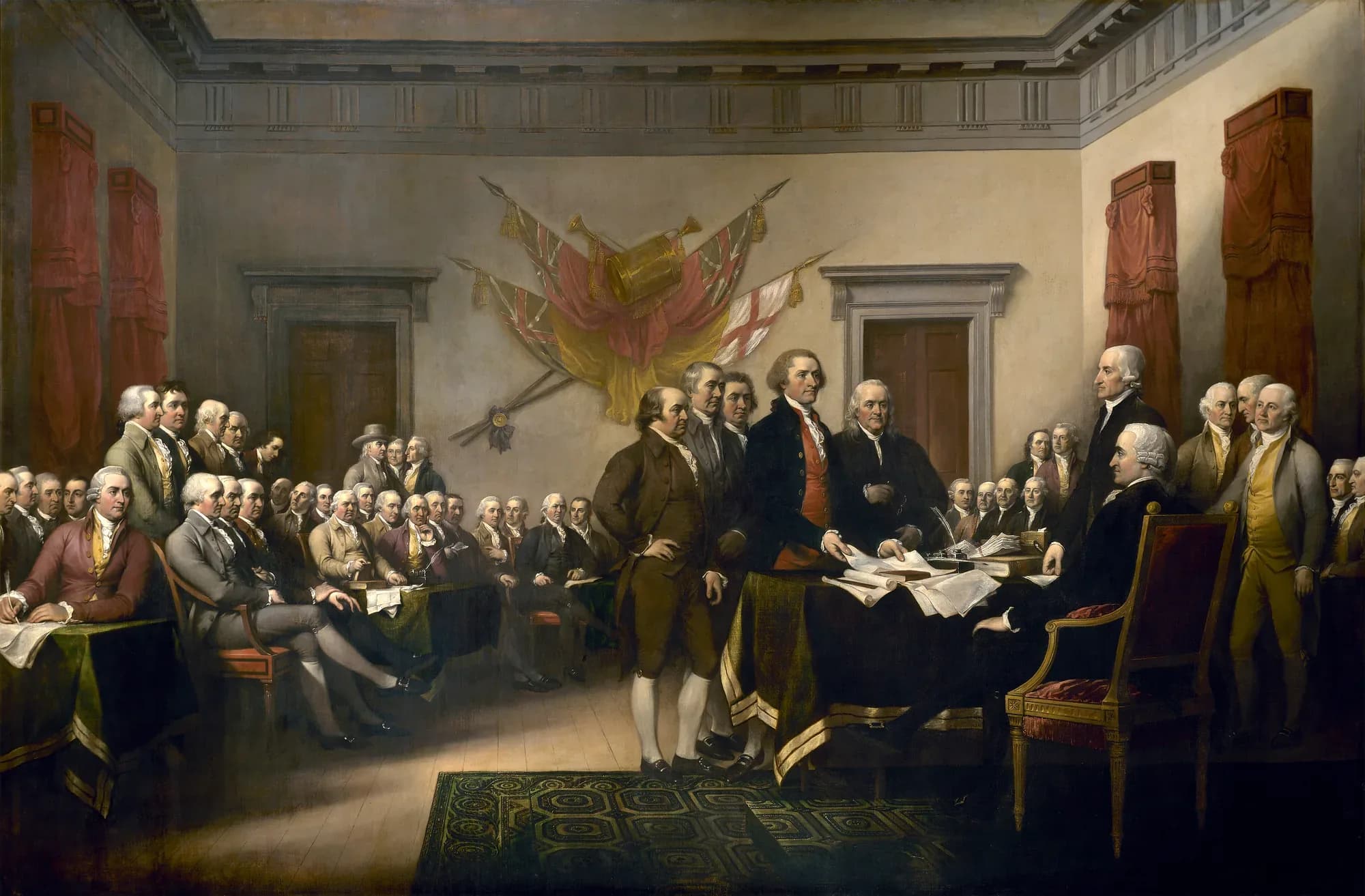 The drafting committee presenting the Declaration of Independence to Congress.